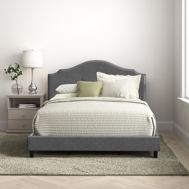 Upholstered Platform Bed, Full, Slate