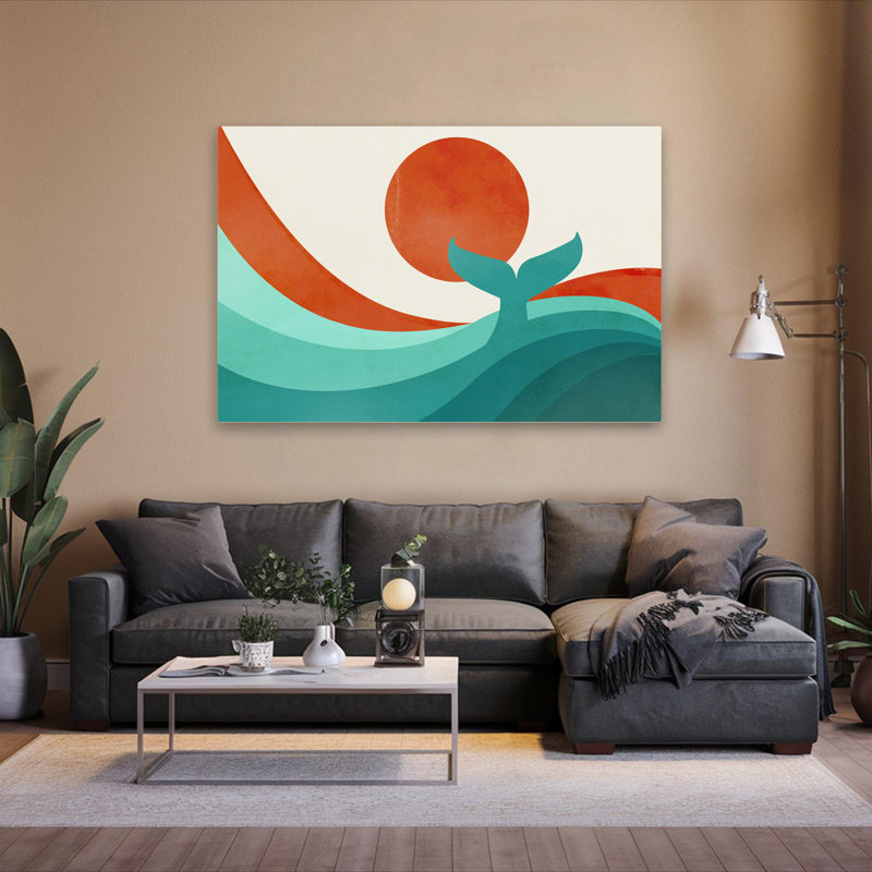 Wave (Day) - Children Animals Whales Art, 40" H x 60" W