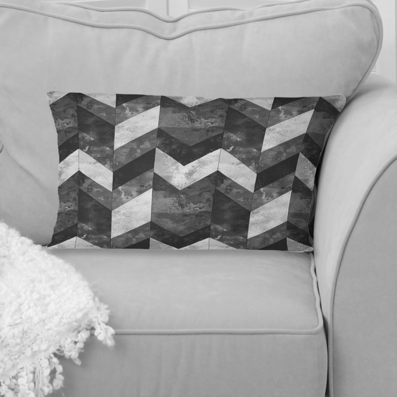 Imprimé à chevrons gris et noir II - coussin lombaire moderne