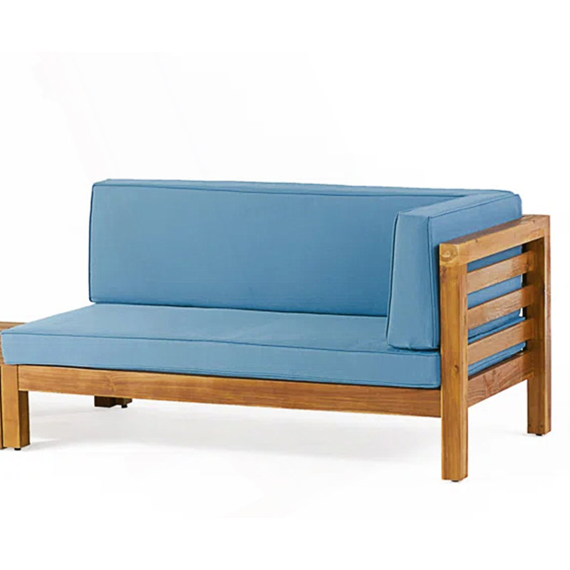 Banc de coin droit avec coussin, Bleu
