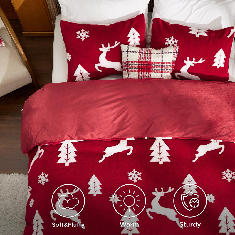 Ensemble d'édredon pour Noël Holiday Vibe for Your Home, Édredon très grand + 2 taies décoratives, Rouge Savvy