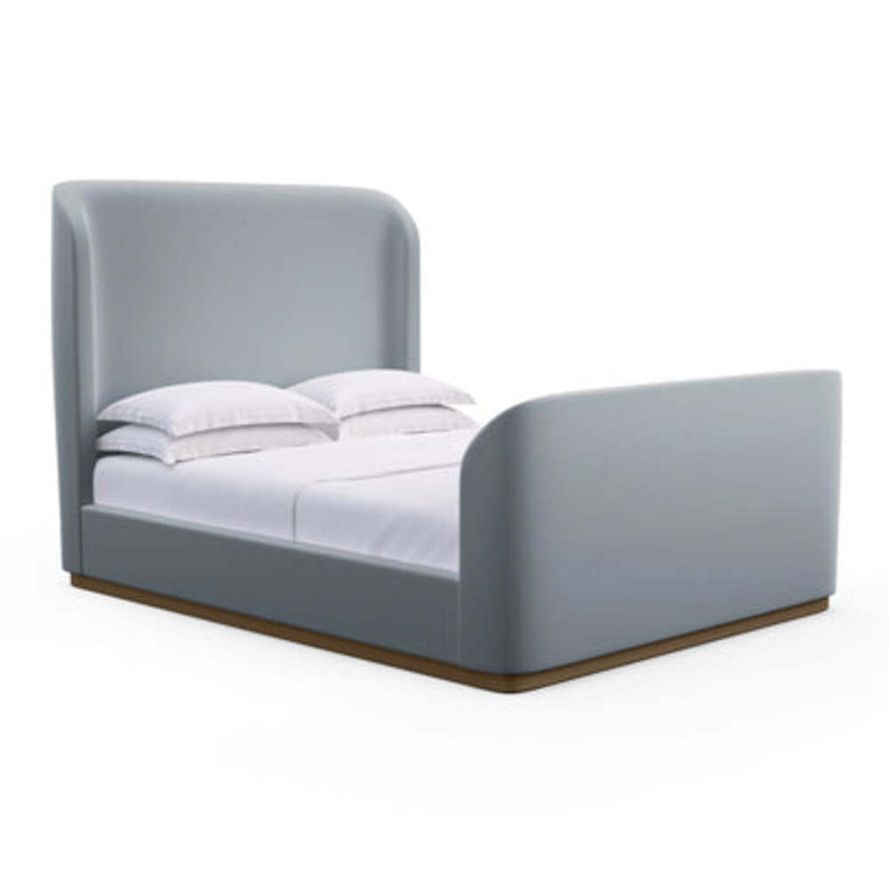 Barrow Upholstered Wingback Bed, King, Plush Velvet Haze, Ebony