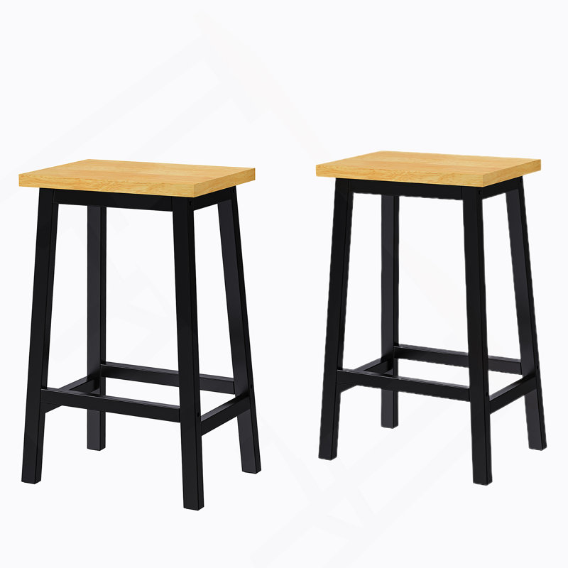 Tabourets de bar en bois massif (pas cher en fer), ensemble de 2 chaises de bar de 25,6 po de hauteur, tabourets de comptoir de cuisine avec repose-pieds, tabourets de ferme pour la salle à manger, cuisine, comptoir, noir
