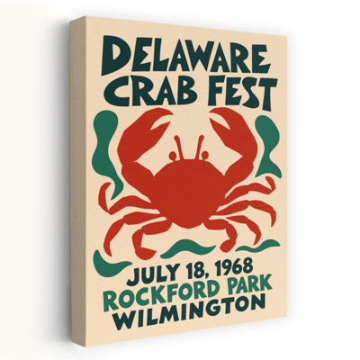 «Delaware Crab Fest», reproduction d'art rétro classique rétro sur plage, crabe, océan