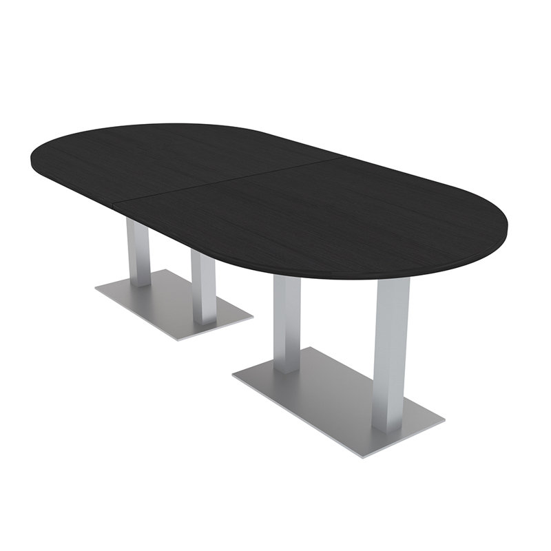 Table de conférence Racetrack, Cyprès noir, Argent argent, L 72 po x l 48 po