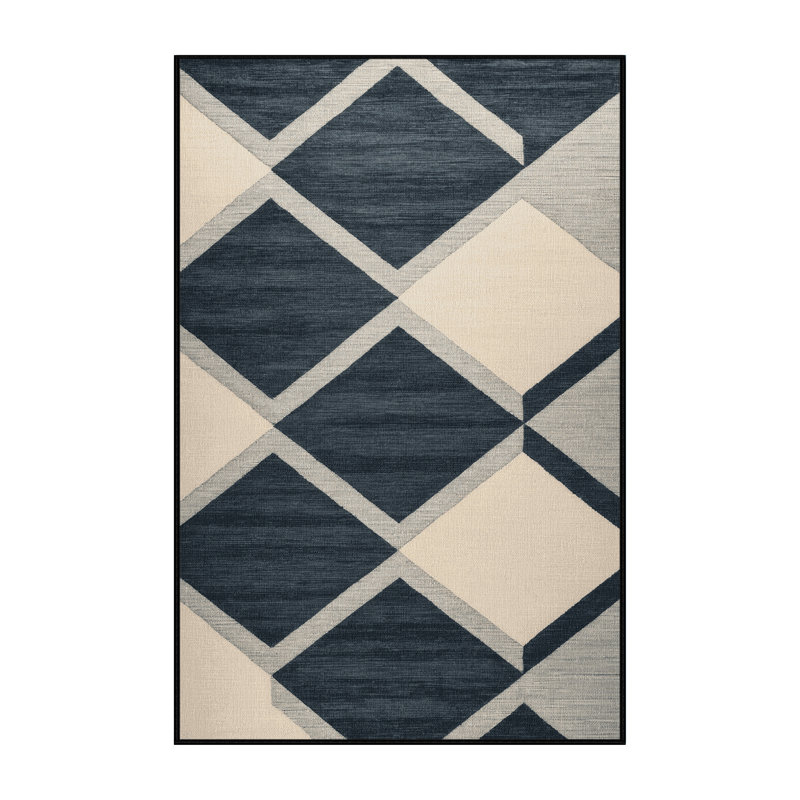 Tapis gris à carreaux lavable à la machine, Rectangulaire 3 pi x 5 pi