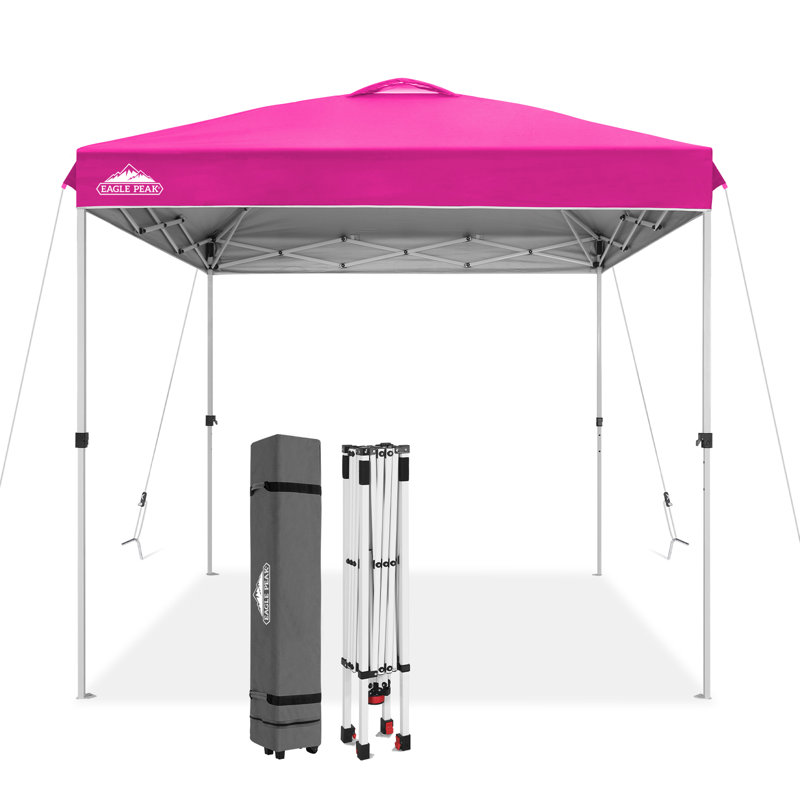 8x8 Pink and White Steel Pop-Up Canopy Tent