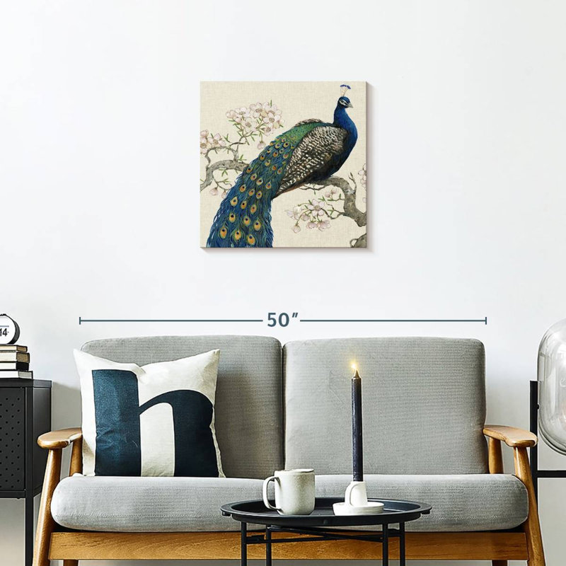 Brampt paon et fleurs I, H 20 po x l 20 po