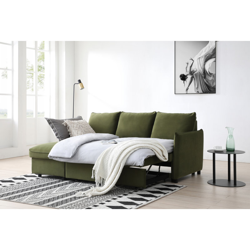 Alma 3 Seater Corner Sofa Bed, Olive