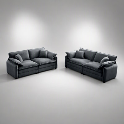 Ensemble de canapé de salon moderne deux pièces, velours côtelé gris, alliant style, confort et polyvalence pour tous les espaces