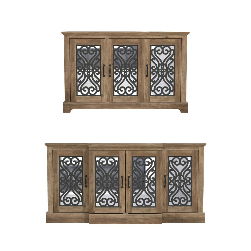 Ariba Sideboard Set Of 2, Ivory/Knotty Oak