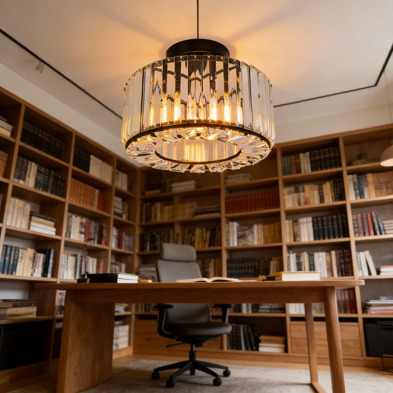Luminaire de lustre moderne en cristal noir moderne pour couloir, cuisine, chambre à coucher, salle de bain et entrée, compatible avec les ampoules à culot E26