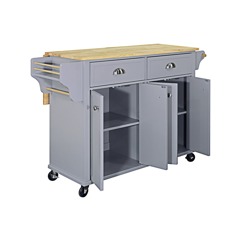 Îlot de cuisine avec rangement en bois naturel Cambridge (sans tabouret inclus) Cambridge