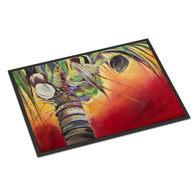 Tapis d'entrée antidérapant Sunset on the Coconut Tree, Rectangle 2 pi x 3 pi