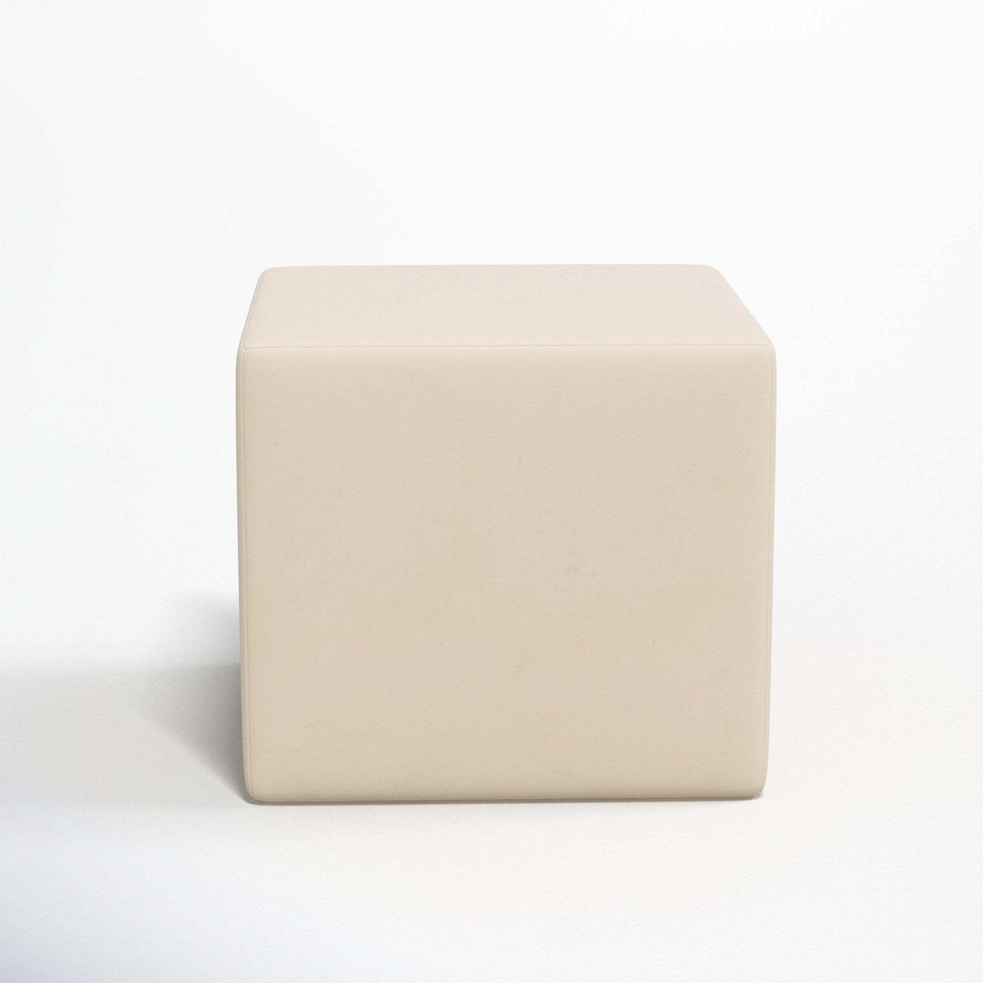 Samet 21'' Square Cube Ottoman, Classic Pearl Performance Velvet