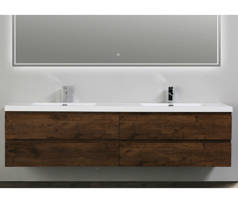 Ensemble de meuble-lavabo double mural 83 po Bobijo, Palissandre