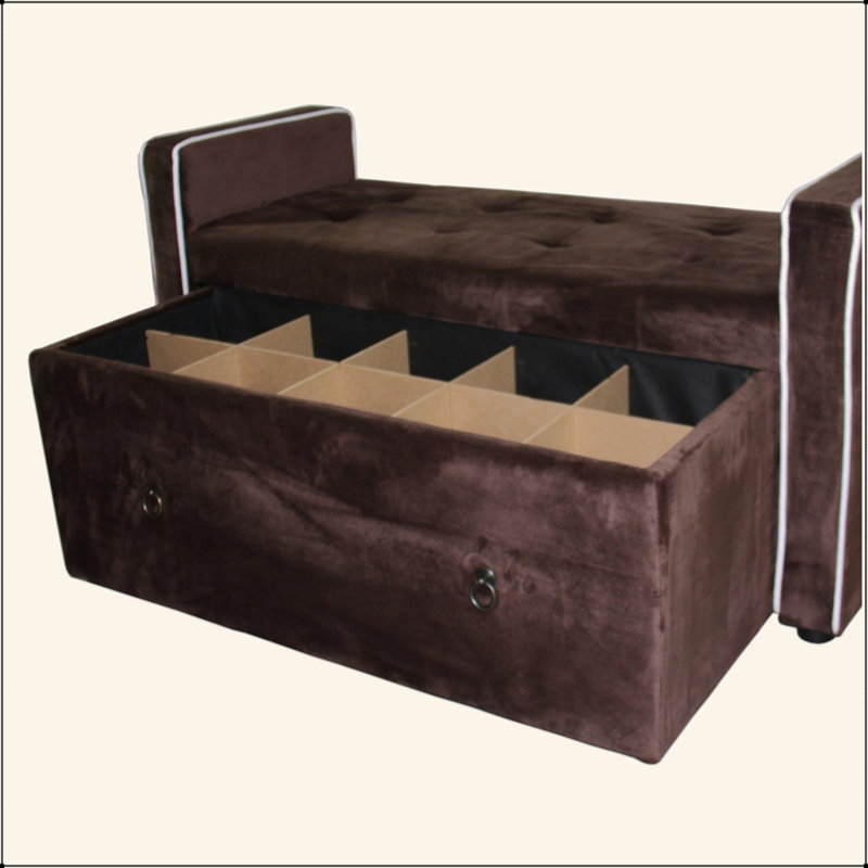 Banc de rangement pour chaussures 22 po, suède brun