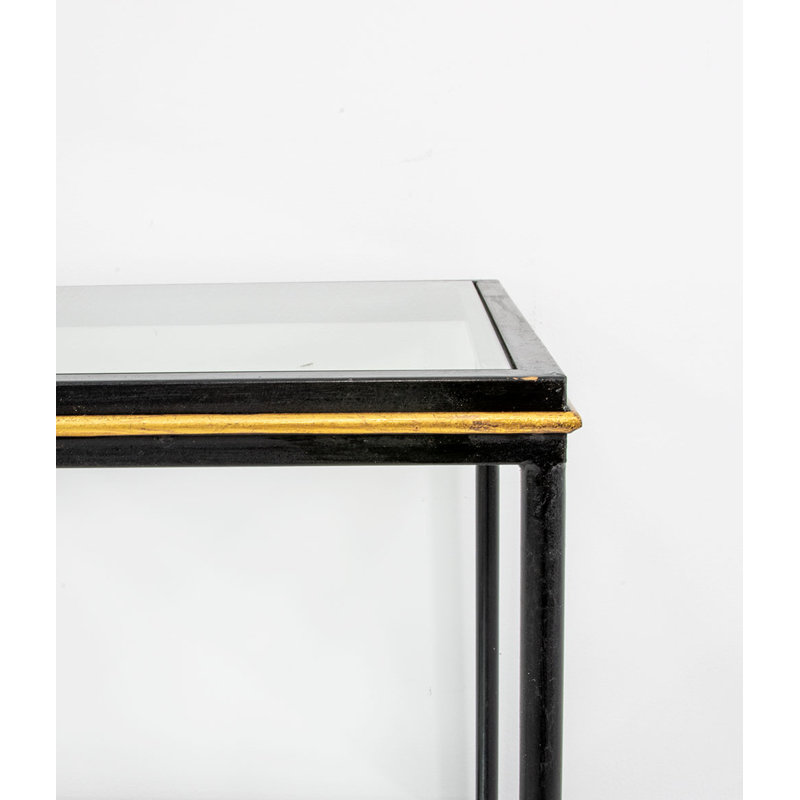 Lauren Glass End Table, Black/Gold