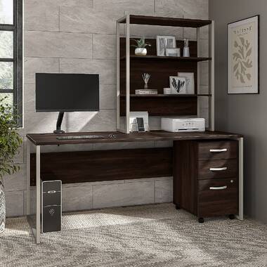 Computer Desk with 4 Drawers and Hutch, Office Desk with File