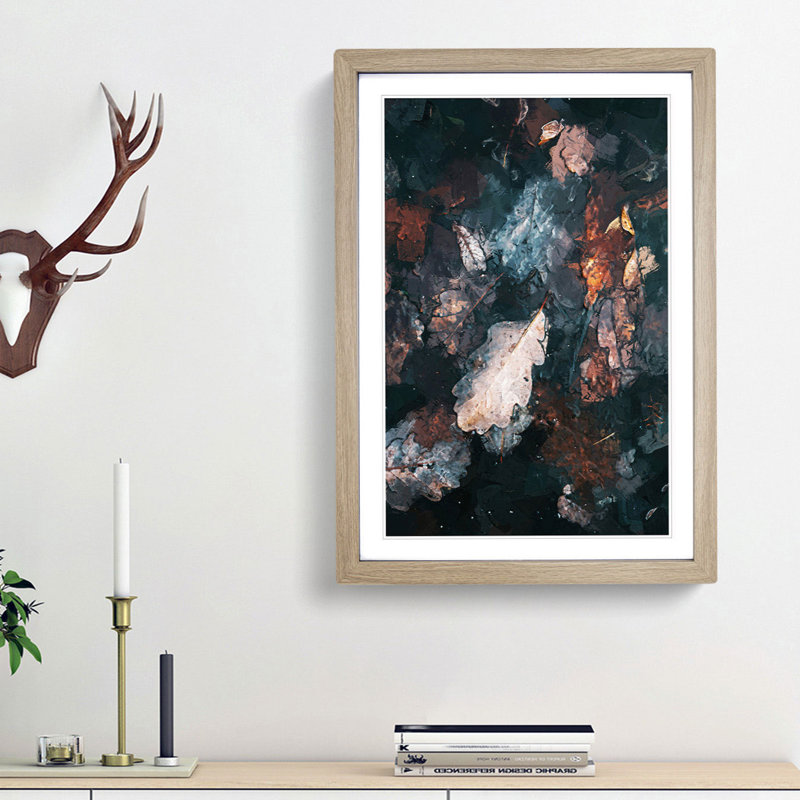 Autumnal Leaves in Abstract - Picture Frame Graphic Art Print, Oak Framed, 87cm H x 62cm W x 2cm D