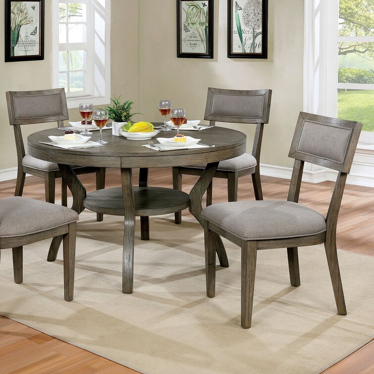 Alfred Round Dining Room Set w/ Light Gray Chairs by Furniture of