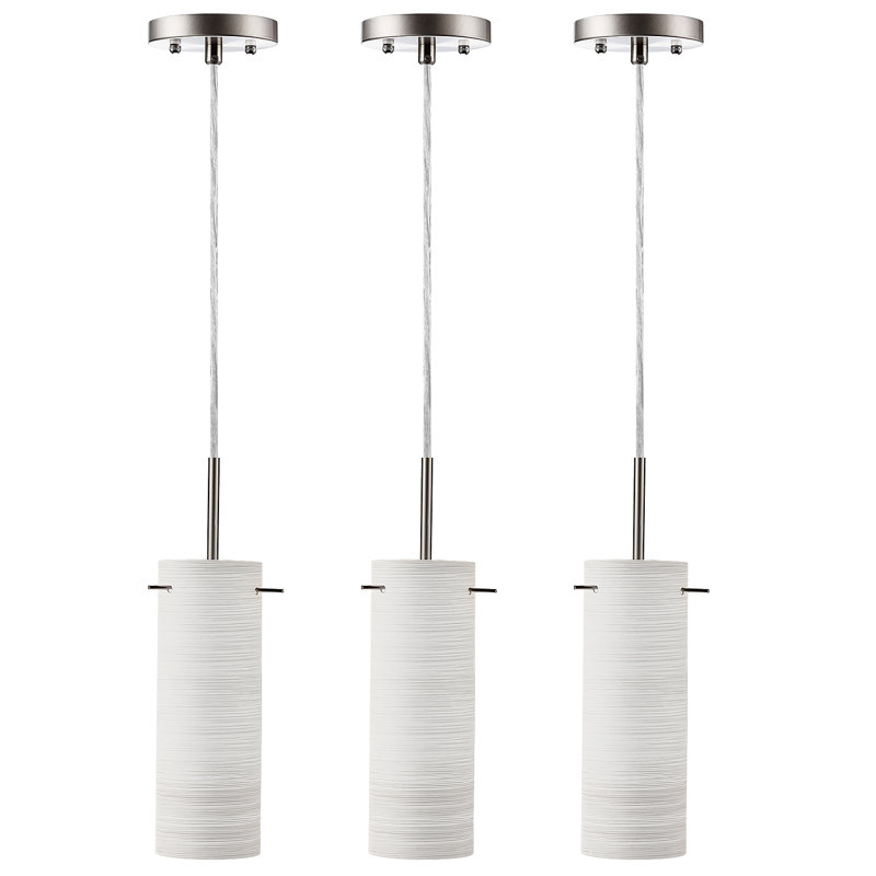 Luminaire suspendu 3 lumières avec abat-jour en verre givré blanc brossé pour la chambre à coucher et la cuisine