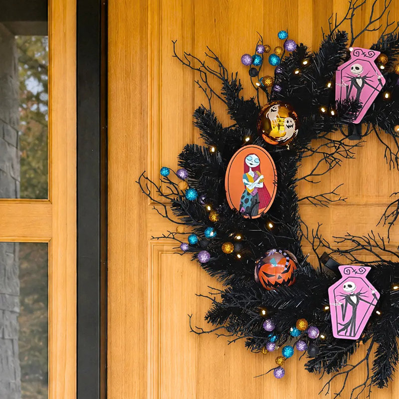 Couronne d'Halloween Disney L'Étrange Noël de Monsieur Jack, 66 cm, pré-illuminée avec DEL
