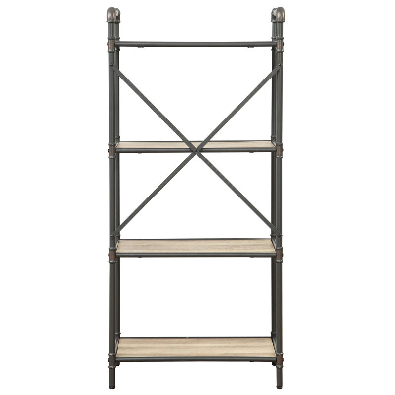 Bibliothèque 4 pièces au style distinctif de style chêne antique et gris sable