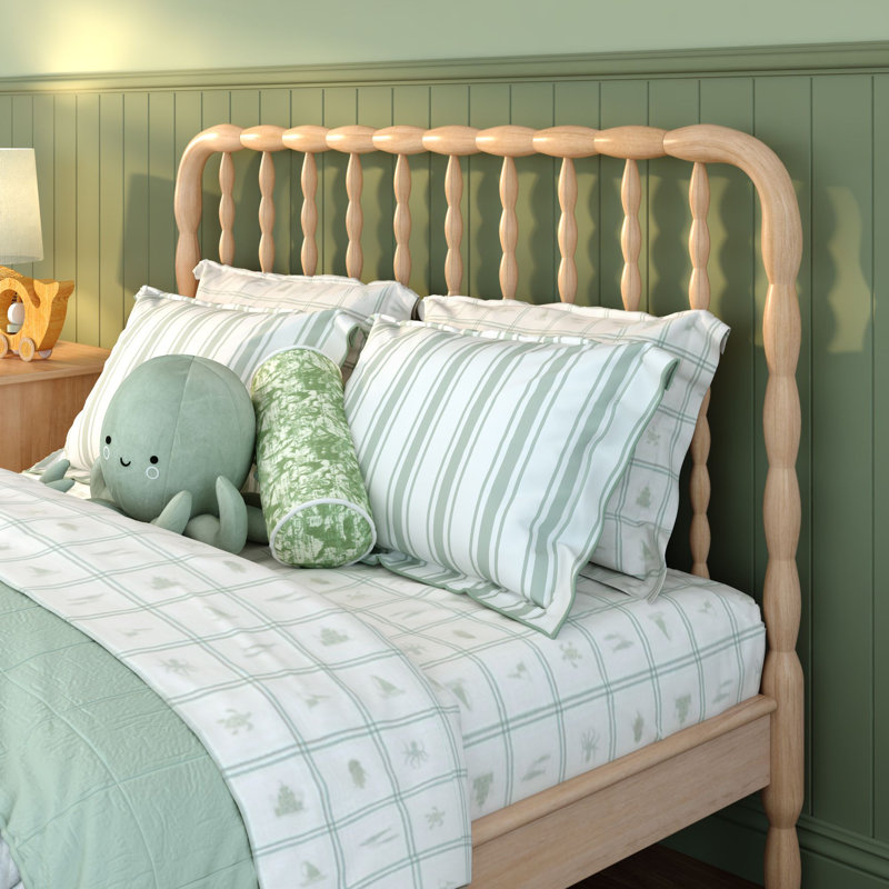 Lind Spindle Full Solid Wood Bed, Beige, Full