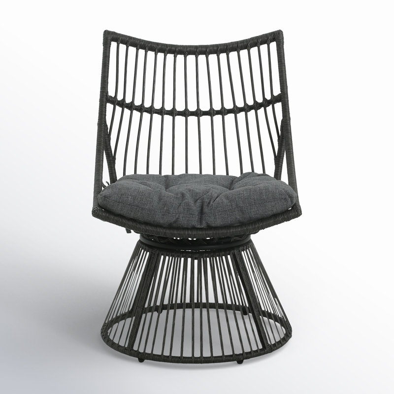 Fauteuil club d'extérieur en osier Darrall, Gris, Gris