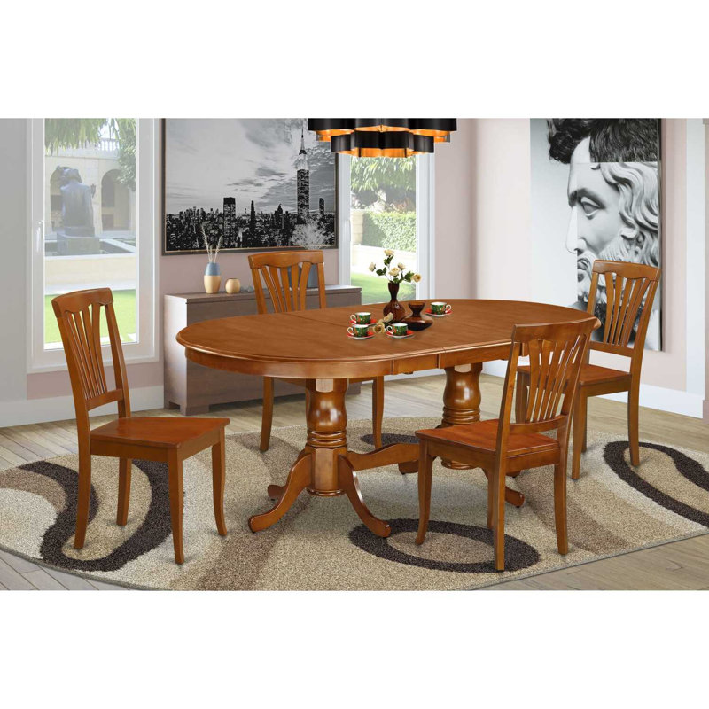  Ensemble de salle à manger 9 pièces, table ovale en bois avec papillon et 8 chaises, plateau biseauté, babeurre et cerisier