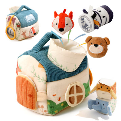 Soft Barn Sensory Activity Toy with Plush Animals and Mirror