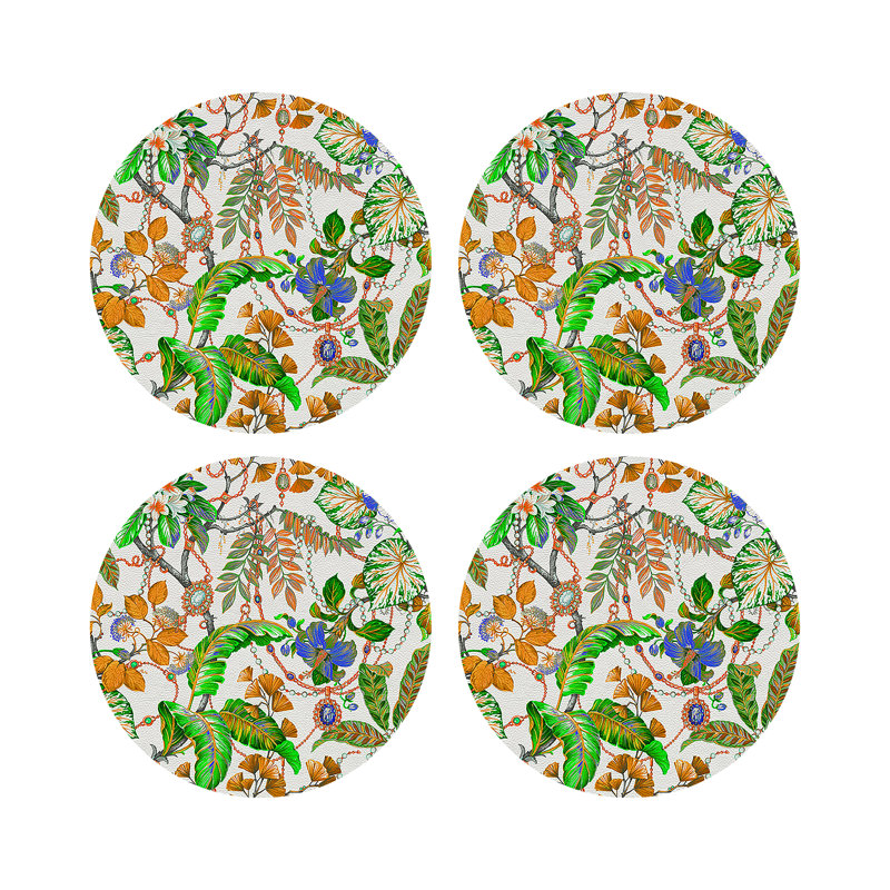 Plumeria Natural Pebble 16" Vinyl Placemat, Tangerine