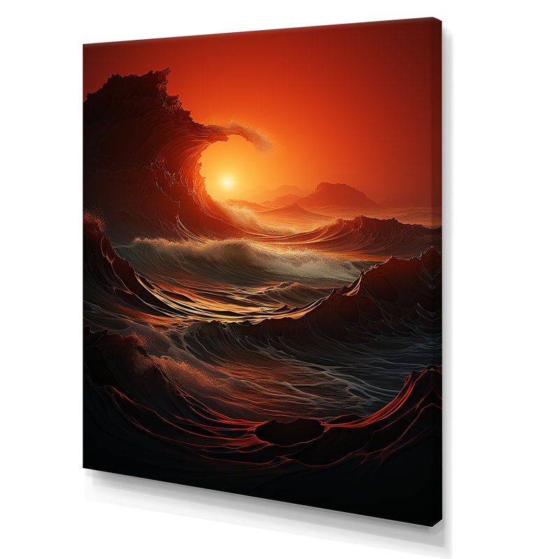 Vague rouge, merveille colorée sur toile, H 20 po x l 12 po x P 1 po, Toile tendue