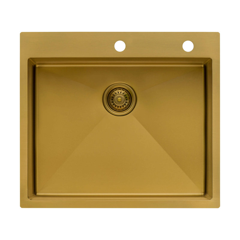 Ruvati 25 inch Stainless Steel Drop-in Topmount Kitchen Sink Single Bowl, Matte Gold 