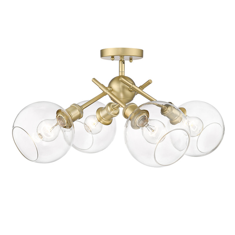 Manderly Glass Semi Flush Mount, Brushed Champagne Bronze