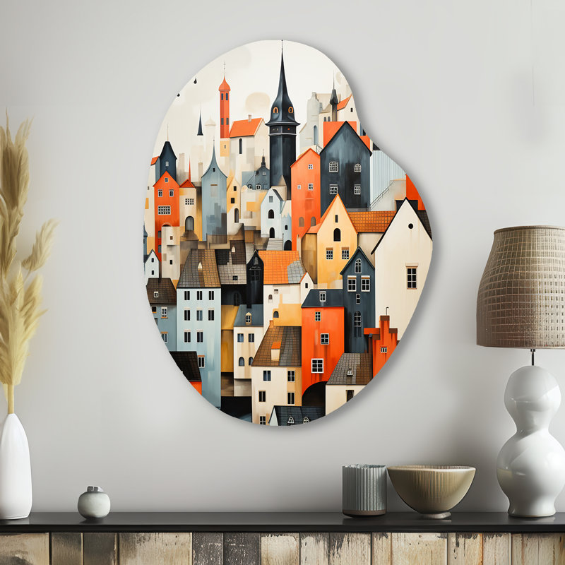 Geisler - Art mural en métal asymétrique, reproduction de sculpture murale en métal de forme unique, H 38 po x l 28 po