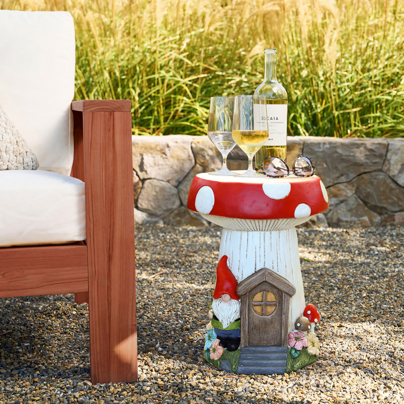 Gnome Mushroom MgO Sculpture Side Table Indoor/Outdoor