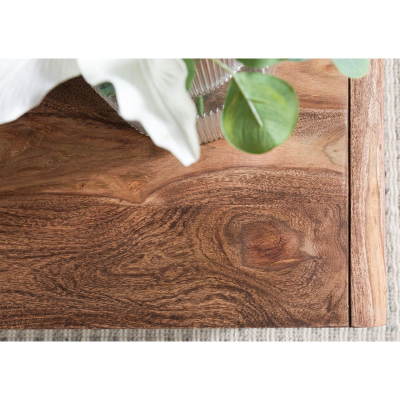 Solid Wood Floor Shelf Coffee Table with Storage, Natural