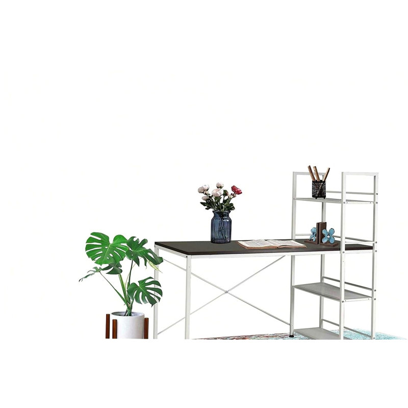 Reversible Smart Workstation Wooden Desk White/Brown