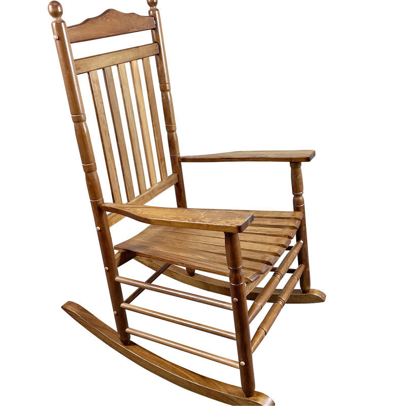 Rocking Chair For Patio Spaces, Balcony Porch Ideal, Solid Hardwood, Spacious Wide Seat & Armrest, Robust Slatted Back, Easy Assembly, 280lbs Weight Capacity, Oak Adult Outdoor Areas, Suitable,