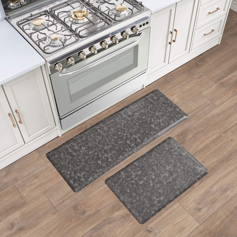Embossed Soothing Comfort Anti-Fatigue Mat Set, Dark Gray