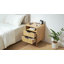 17.7'' W 2-Drawer Nightstand with Charging Station, Fluted Bedside Table with Open Cubby