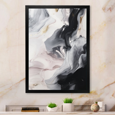«White and Grey Ripples Of Stone III», reproduction d'art sur toile abstraite en marbre