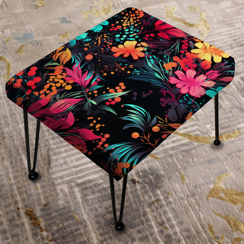 Captivating Neon Florals - Repose-pieds rectangulaire abstrait