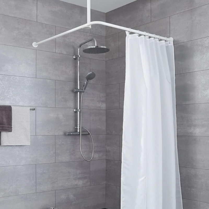 Tringle droite 24,3 po pour rideau de douche, Blanc