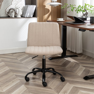 Chaise de bureau pivotante en tissu - réglable en hauteur avec un revêtement doux, 360 fonctions, rembourrage en mousse épaisse, base en métal, matériau respirant moderne beige, pivotant, beige