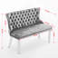 Banc en velours pour causeuse double, sièges de cuisine et de salle à manger, banc capitonné à 2 places avec boutons faits à la main, dossier à oreilles, pieds en acier inoxydable argent brossé, paquet simple-1621269092-1621269091