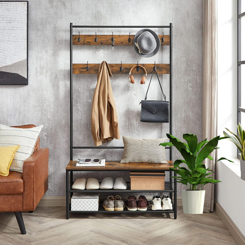 Entryway Bench With Coat Rack