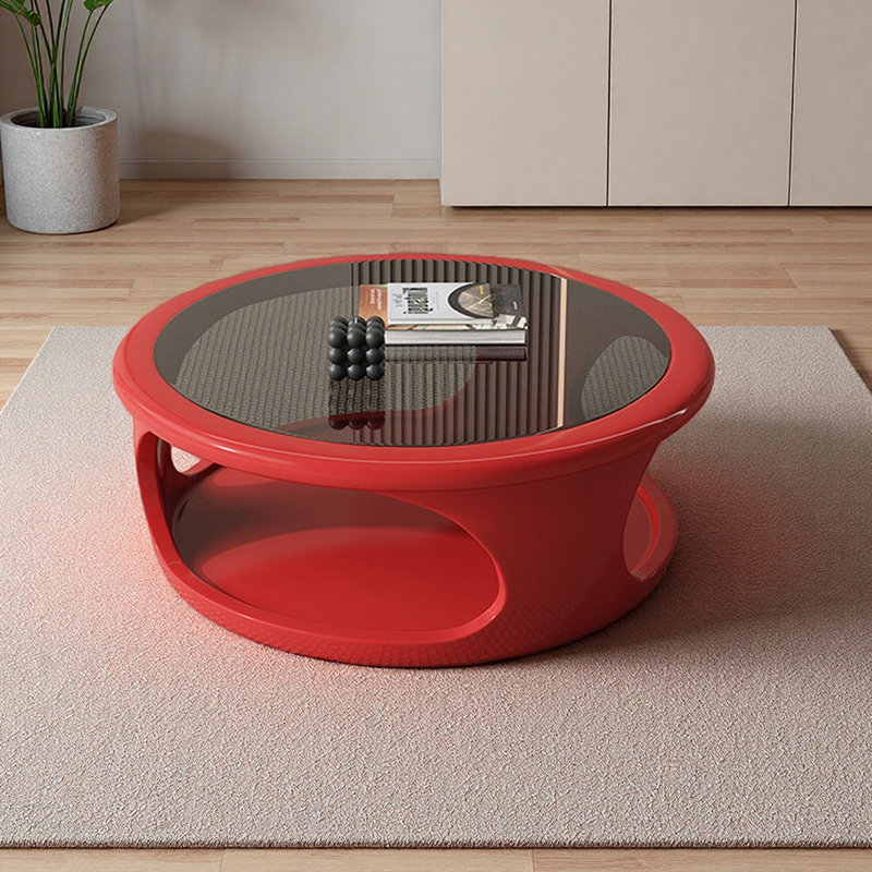 Table basse de salon en verre trempé, Rouge